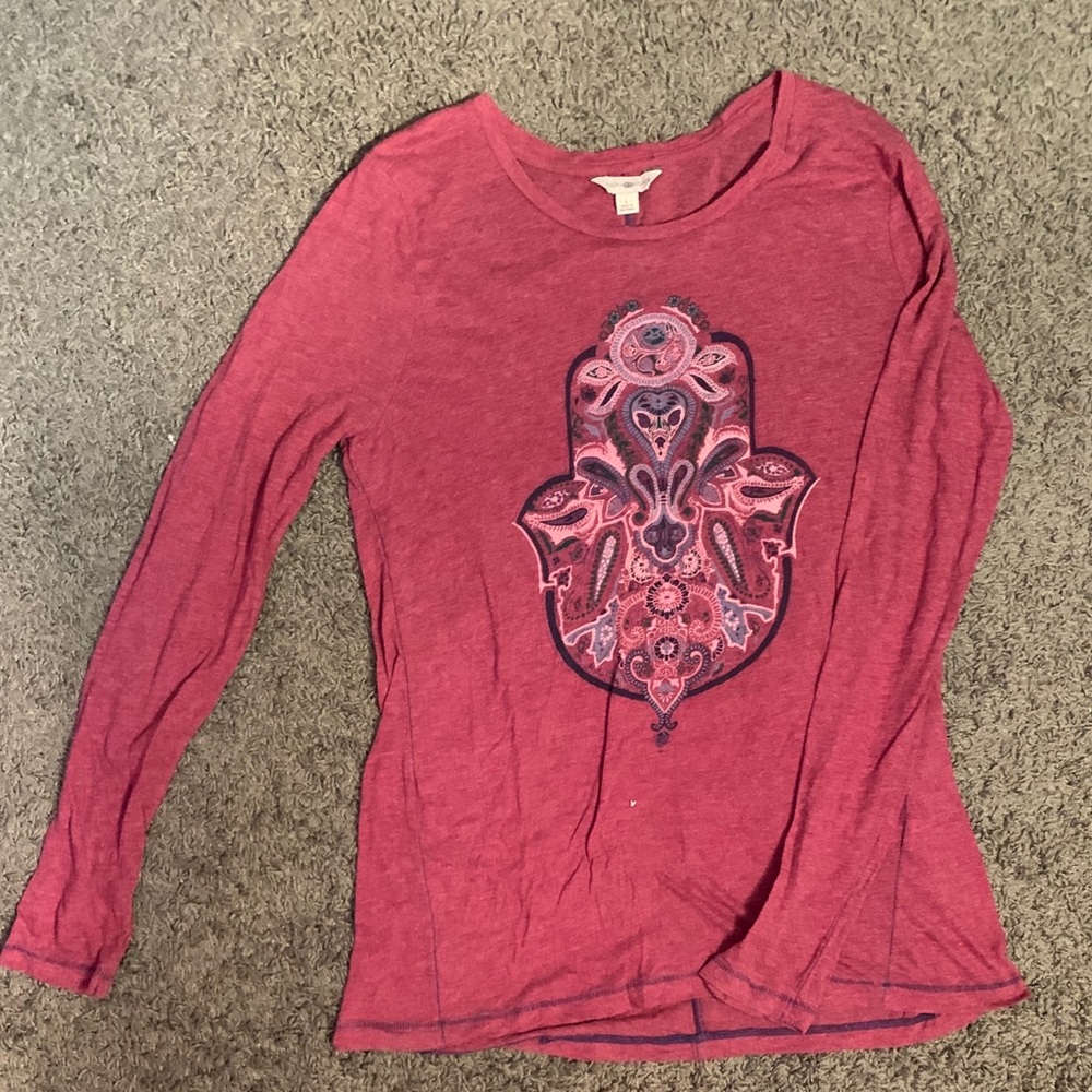 Maroon Long Sleeve Hamsa Hand